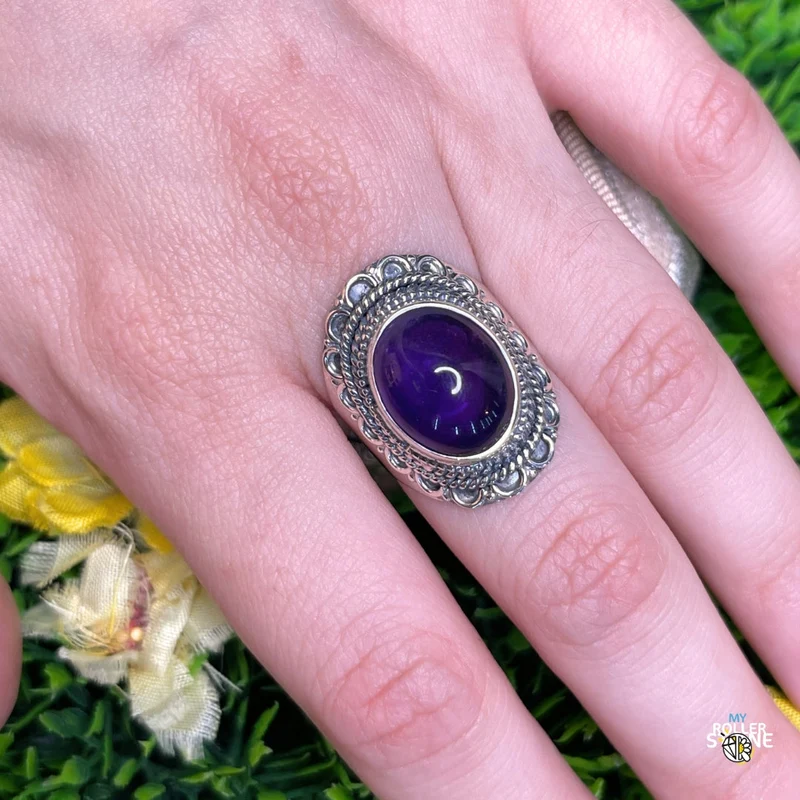925 Silber Amethyst Ring #196