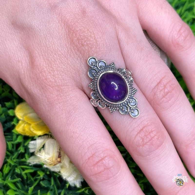 925 Silber Amethyst Ring #198