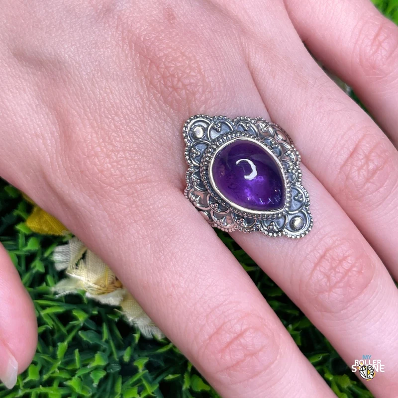 925 Silber Amethyst Ring #169