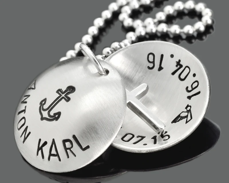 TAUFSCHMUCK GRAVUR, TAUFKETTE MIT NAMEN, TAUFMEDAILLON, KETTE MIT KREUZ