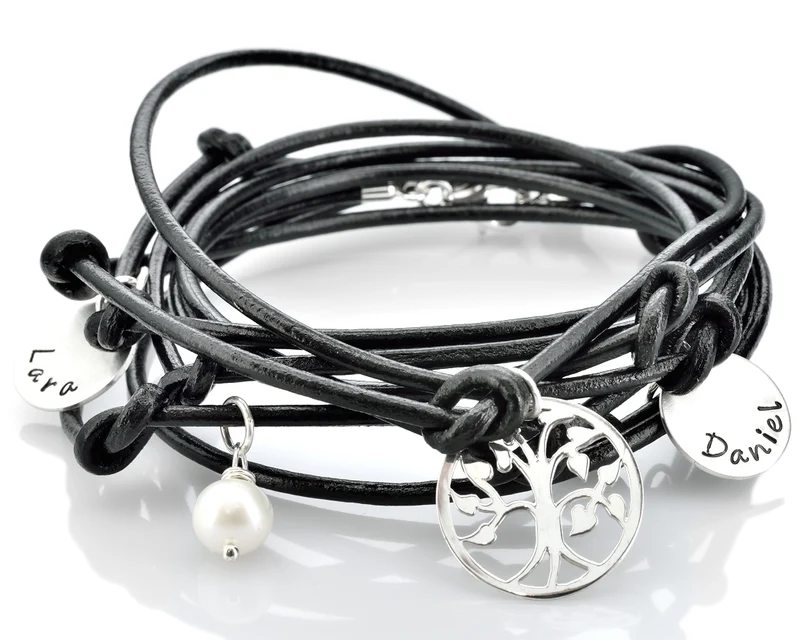 ARMBAND MIT GRAVUR, FAMILIEN ARMBAND, NAMENSARMBAND MIT LEBENSBAUM