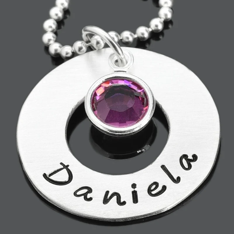 SCHMUCK MIT GRAVUR, KETTE MIT GEBURTSSTEIN, NAMENSKETTE SILBER