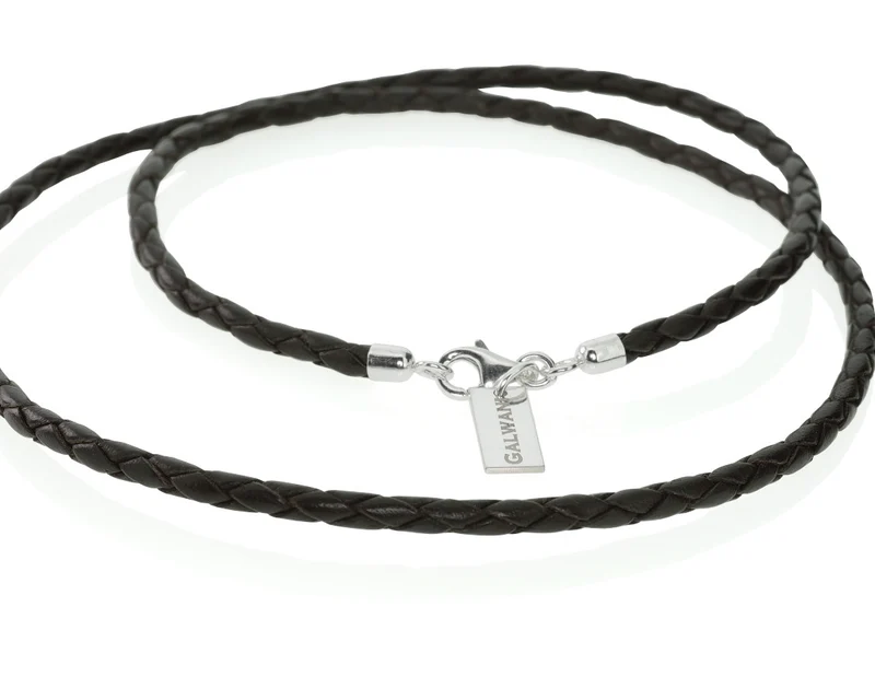 LEDERKETTE SCHWARZ, HERRENKETTE, GEFLOCHTENE LEDERKETTE, MÄNNERSCHMUCK
