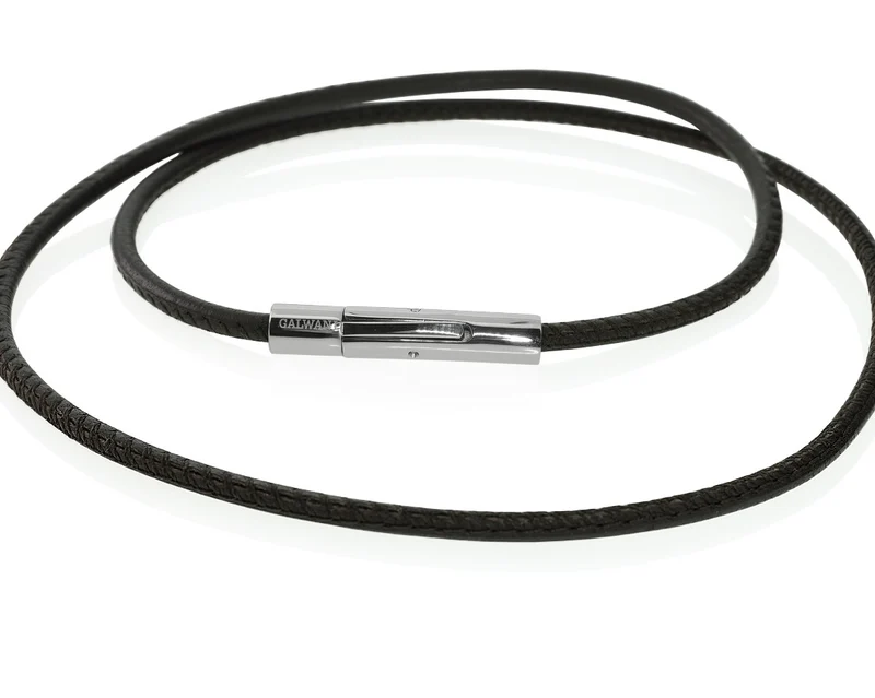 HERRENKETTE LEDER SCHWARZ 2,5mm, LEDERKETTE FÜR MÄNNER