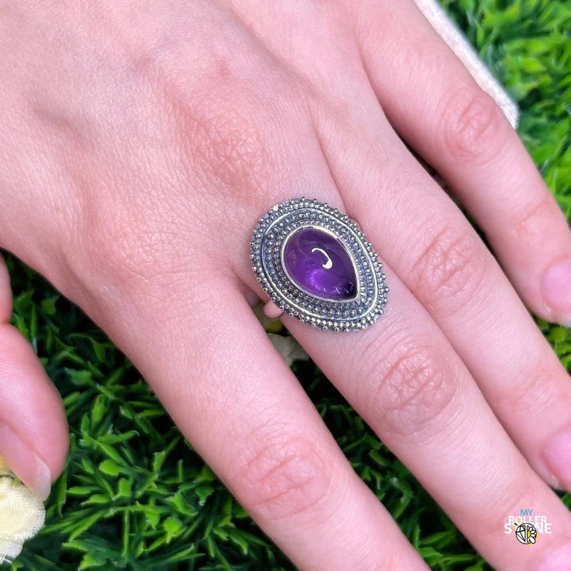 925 Silber Amethyst Ring #181
