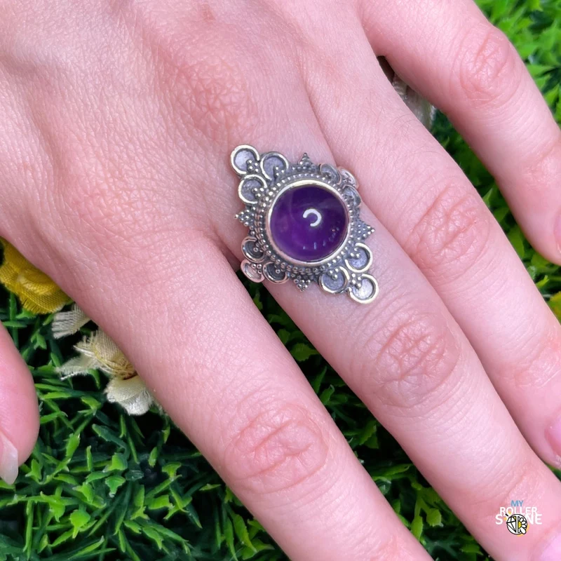 925 Silber Amethyst Ring #182