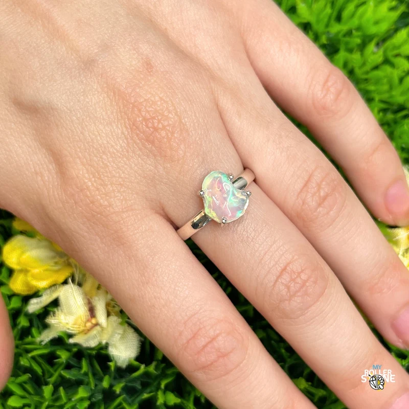 Äthiopischer Opal-Silberring #281