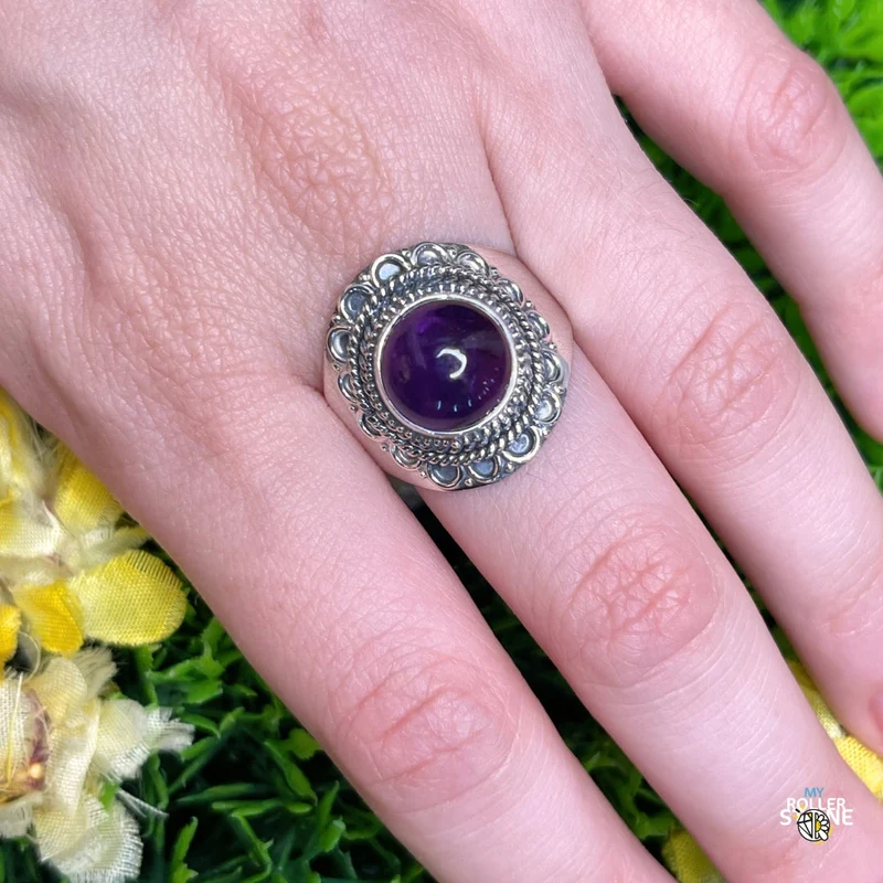 925 Silber Amethyst Ring #163