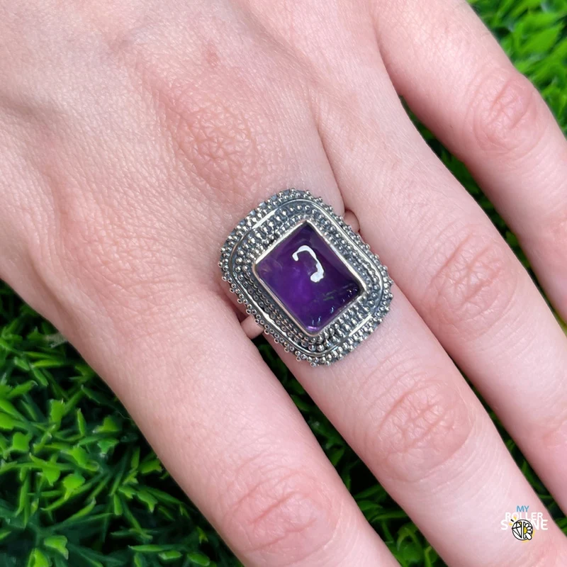 925 Silber Amethyst Ring #168
