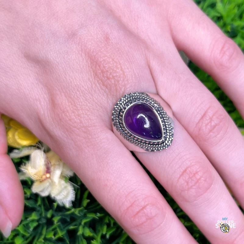 925 Silber Amethyst Ring #160
