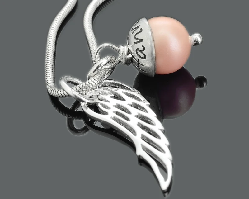 KETTE MIT GRAVUR, NAMENSKETTE MIT FLÜGEL, NAMENSSCHMUCK SILBER