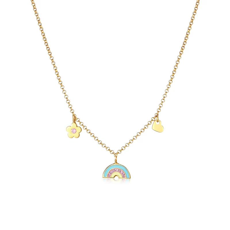 Halskette Blume | Mit Kristallen von Swarovski® (Rosa)