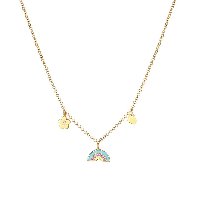 Halskette Blume | Mit Kristallen von Swarovski® (Rosa)