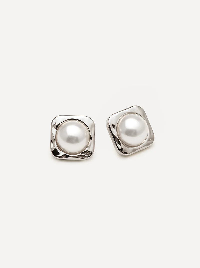 Modern Edge Pearl Ohrringe