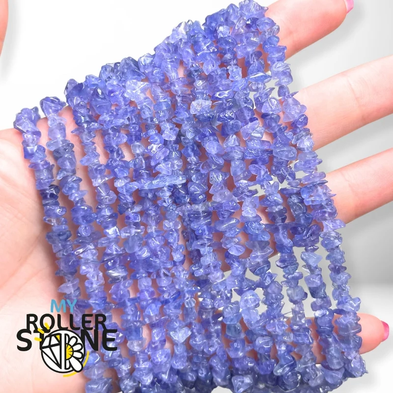 Tansanit-Chips-Perle, 39 cm