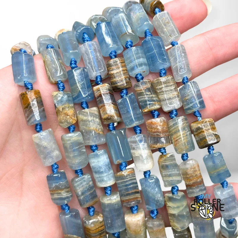 Lemurische blaue Calcit-Säulenperle