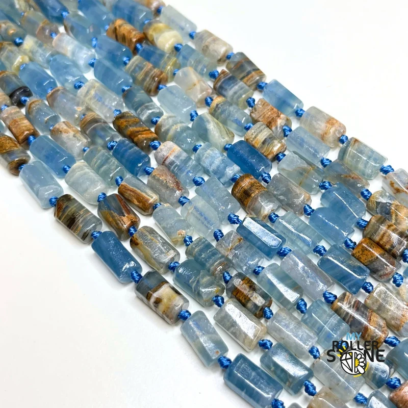 Lemurische blaue Calcit-Säulenperle