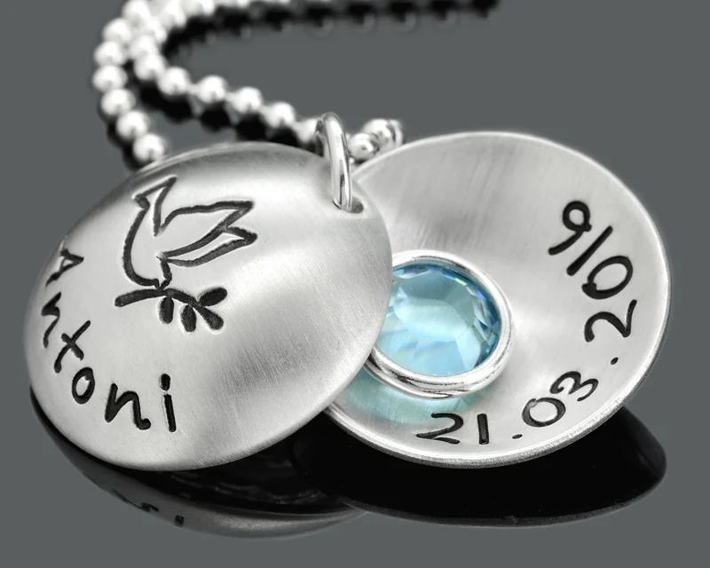 TAUFMEDAILLON, TAUFKETTE MIT GRAVUR, TAUFGESCHENK, TAUBE KETTE