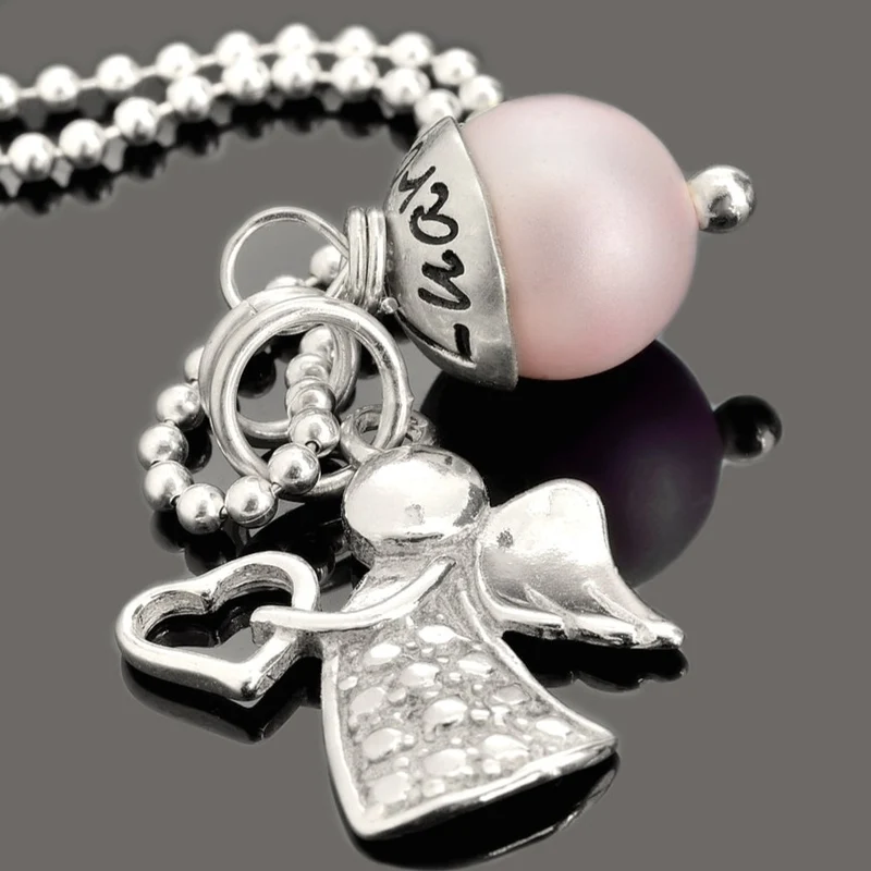 KETTE MIT GRAVUR, TAUFPERLE HALSKETTE SCHUTZENGEL SCHMUCK ENGEL TAUFE