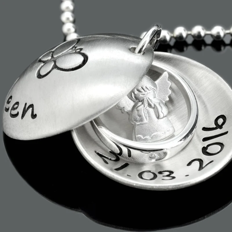 TAUFRING KETTE, TAUFSCHMUCK MIT GRAVUR, ENGEL KETTE, NAMENSKETTE