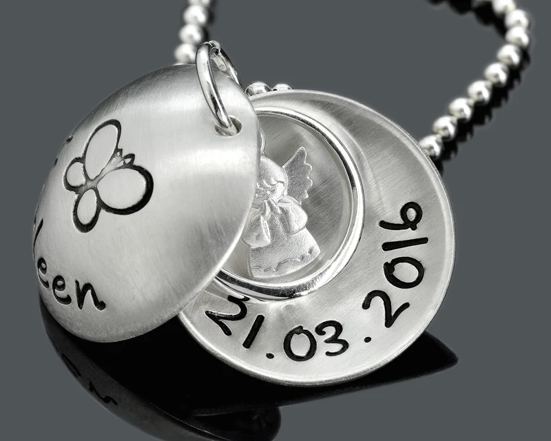 TAUFRING KETTE, TAUFSCHMUCK MIT GRAVUR, ENGEL KETTE, NAMENSKETTE