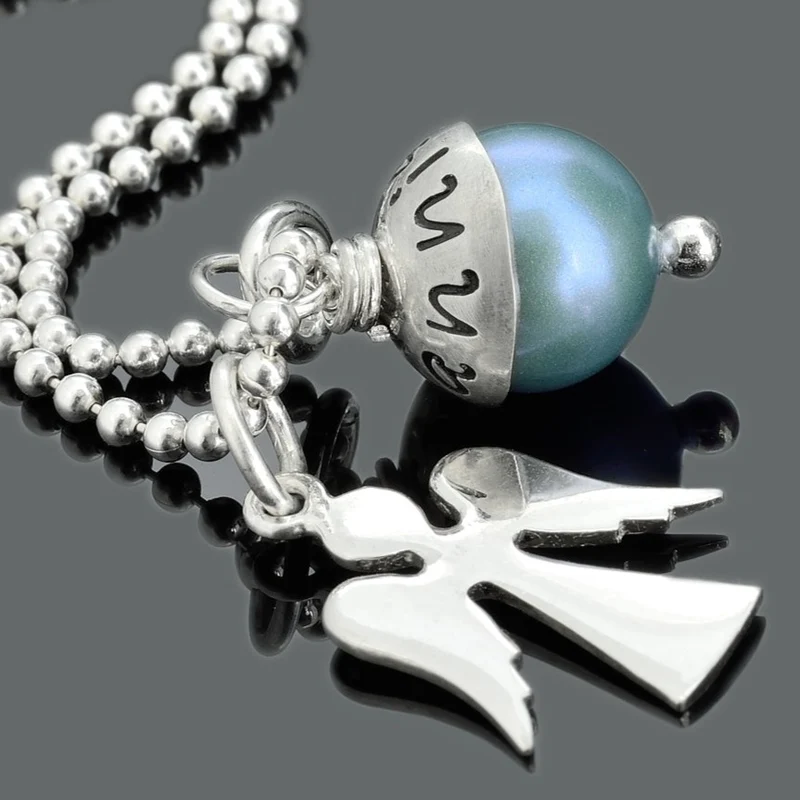 KETTE MIT GRAVUR, TAUFSCHMUCK MIT NAME, TAUFE GESCHENK, TAUFKETTE ENGEL