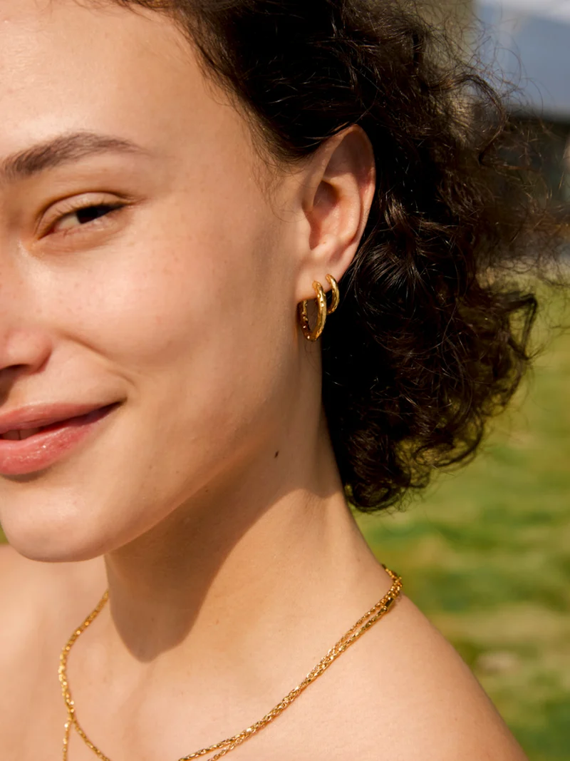 15mm Textured Hoops Mini Ohrringe
