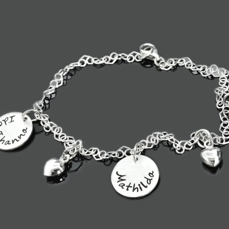 FAMILIENARMBAND, SILBERARMBAND MIT GRAVUR, NAMENSARMBAND