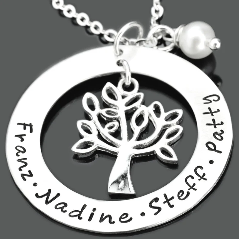 FAMILIENKETTE, NAMENSKETTE SILBER, KETTE MIT GRAVUR, LEBENSBAUM SCHMUCK