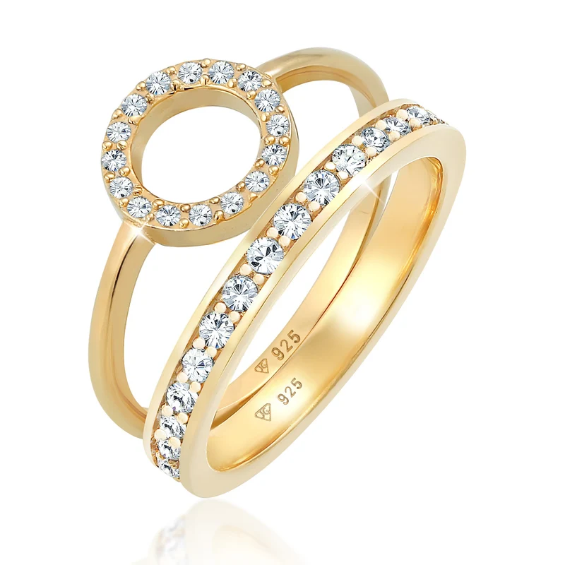 Ringset Kreis | Mit Kristallen von Swarovski® (Weiß)