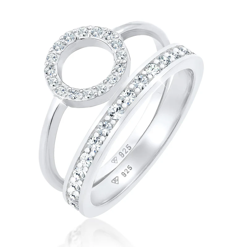 Ringset Kreis | Mit Kristallen von Swarovski® (Weiß)