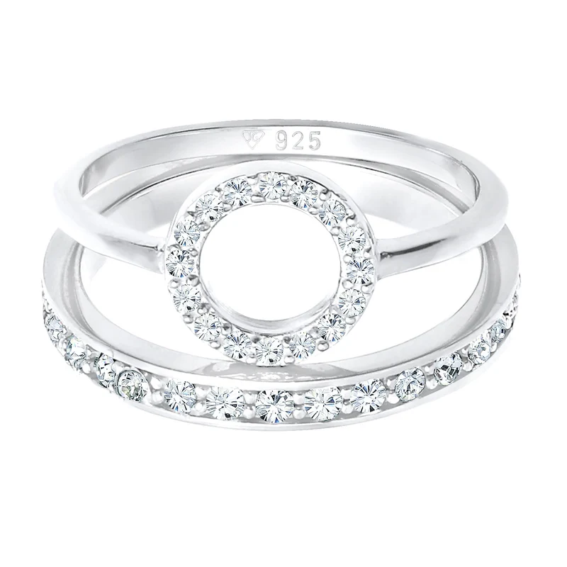 Ringset Kreis | Mit Kristallen von Swarovski® (Weiß)