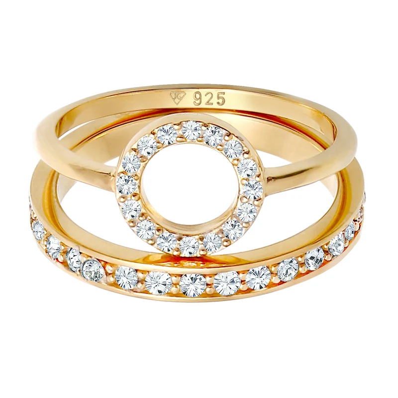 Ringset Kreis | Mit Kristallen von Swarovski® (Weiß)