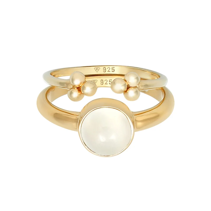 Ringset | Mondstein ( Weiß )
