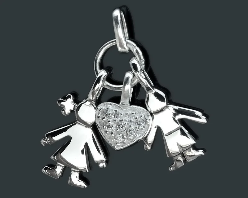 KETTENANHÄNGER GEBURT JUNGE MÄDCHEN HERZ DESIGNER ANHÄNGER 925 SILBER