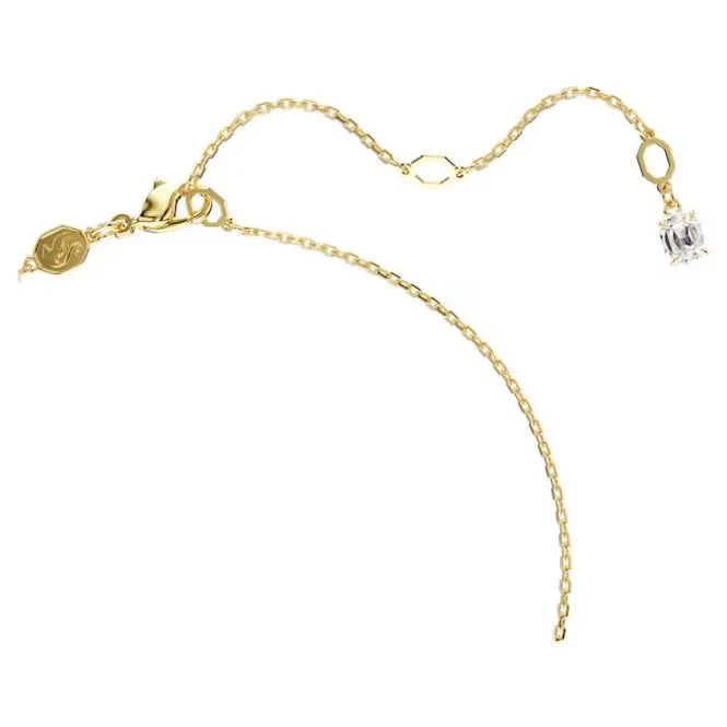Imber Pendant Necklace with Round-Cut White Crystal in Gold