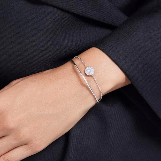 Sublima Bangle with White Crystal in Rhodium Silver