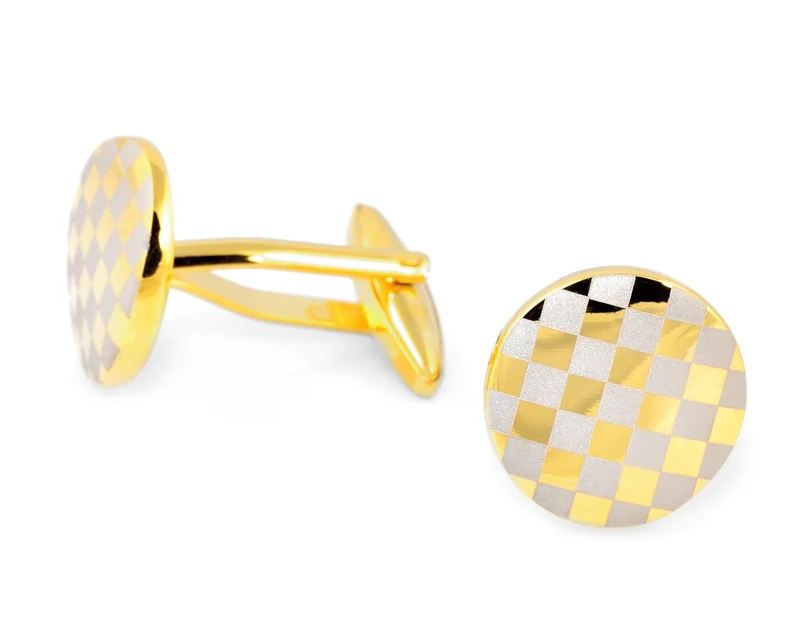 MANSCHETTENKNÖPFE GOLD, GESCHENK BRÄUTIGAM, SCHACHBRETT MANSCHETTEN
