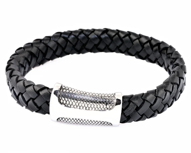 HERRENARMBAND, MÄNNERSCHMUCK, LEDERARMBAND SCHWARZ