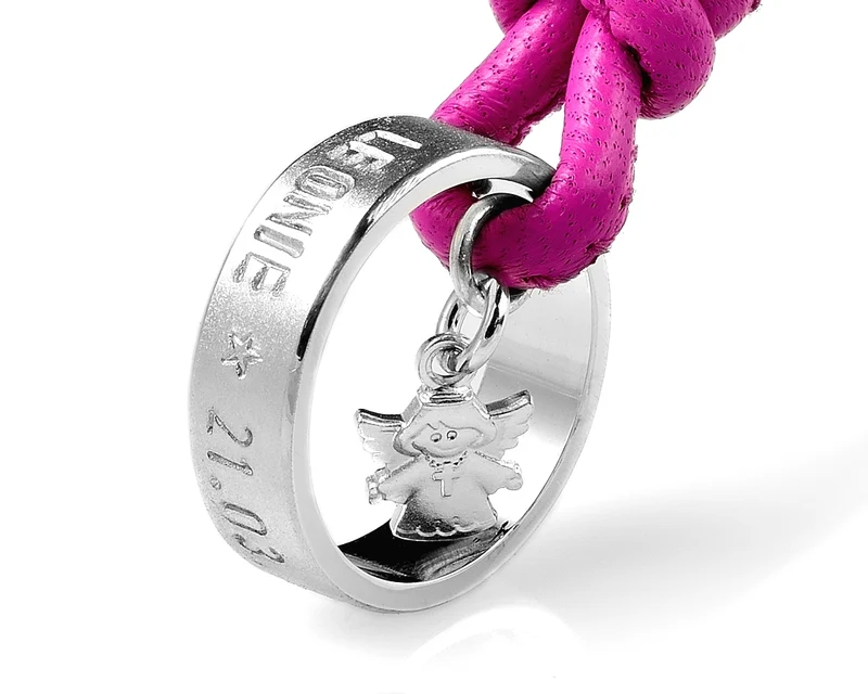 TAUFKETTE MIT GRAVUR, TAUFSCHMUCK SILBER, TAUFRING MIT ENGEL