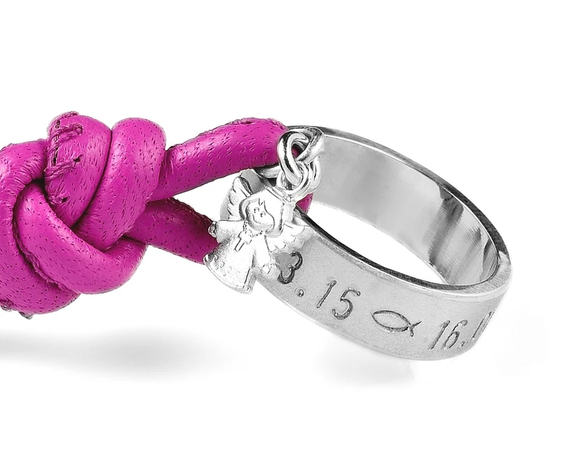 TAUFKETTE MIT GRAVUR, TAUFSCHMUCK SILBER, TAUFRING MIT ENGEL