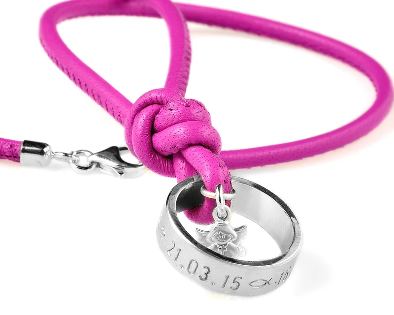 TAUFKETTE MIT GRAVUR, TAUFSCHMUCK SILBER, TAUFRING MIT ENGEL