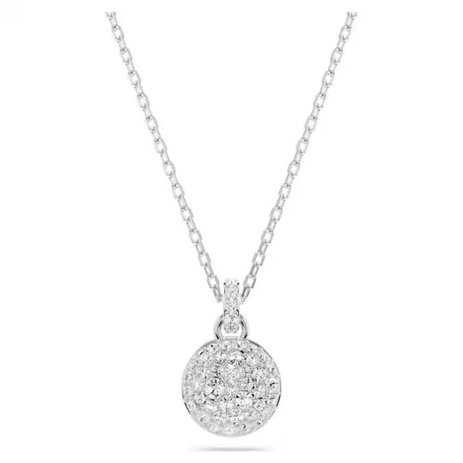 Sublima Pendant Necklace with White Crystal in Rhodium Silver