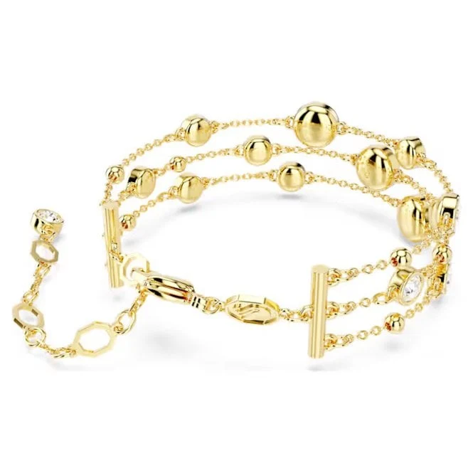 Imber Wide Bracelet with Round-Cut White Crystal in Gold