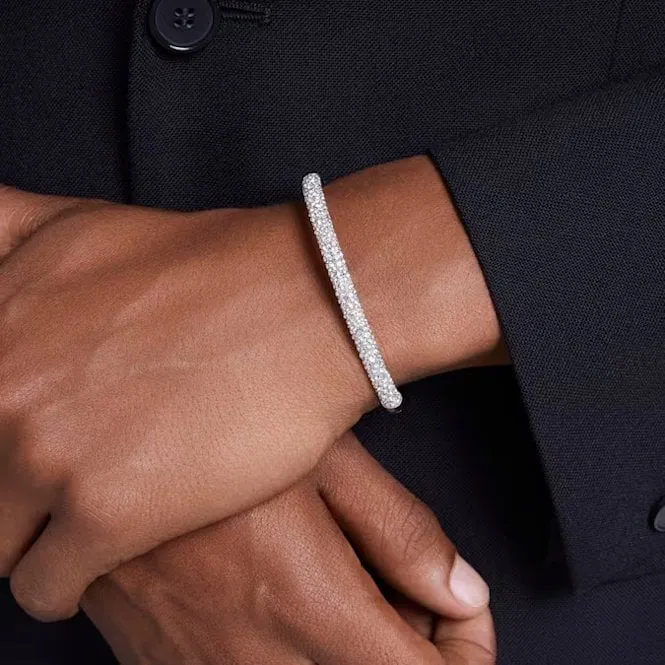 Sublima Bangle with Snow Pave Crystal in Rhodium Silver