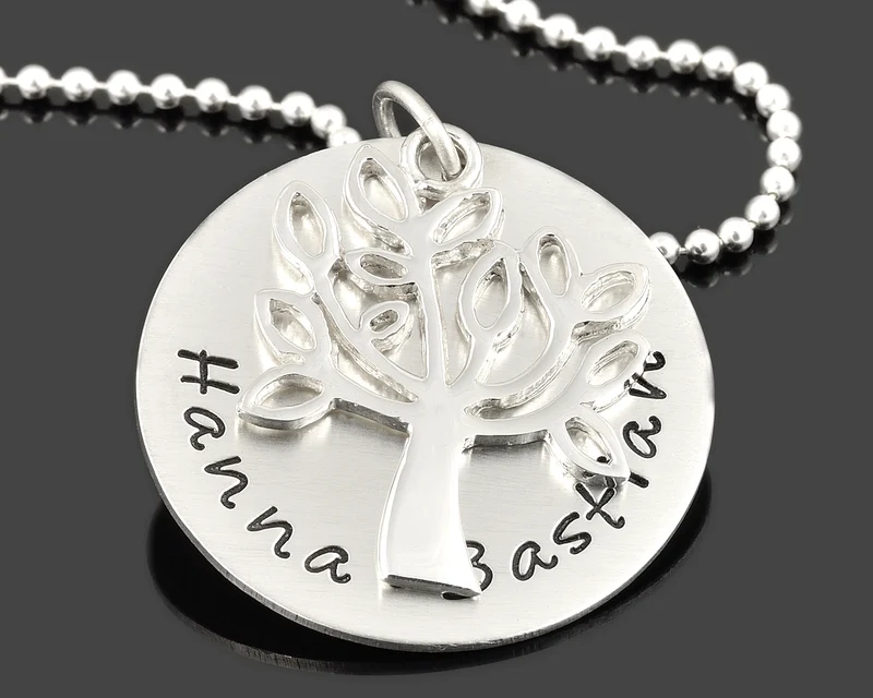 LEBENSBAUM KETTE, KETTE MIT NAMEN, SCHMUCK MIT GRAVUR