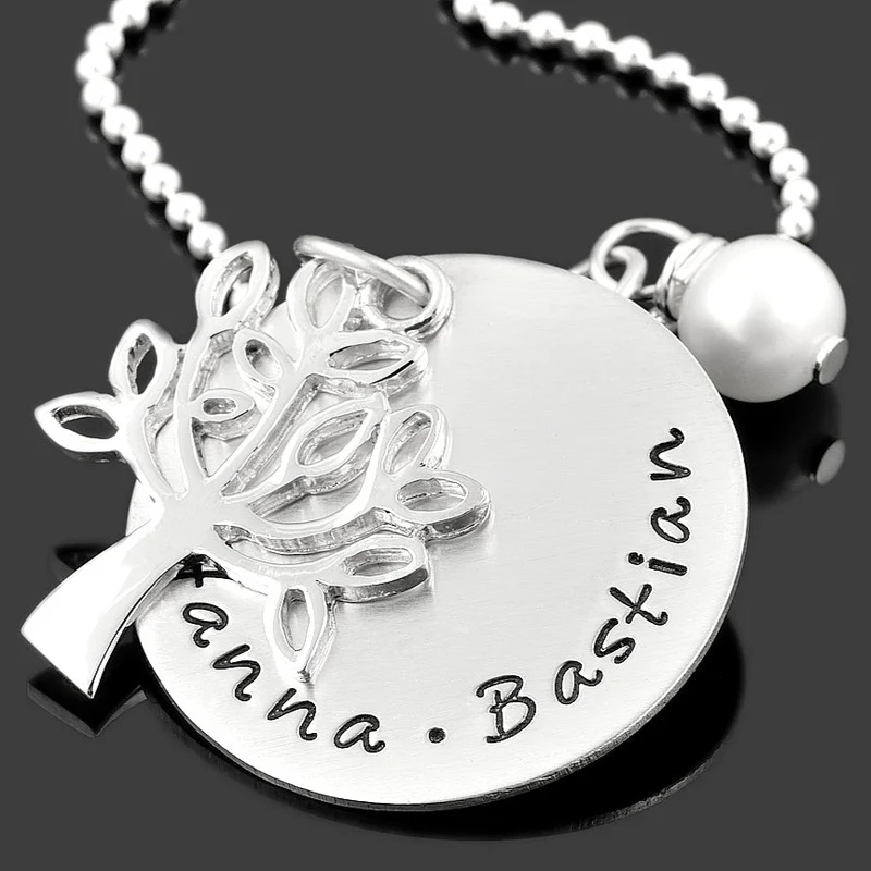 Lebensbaum Kette mit Gravur, 925 Sterling Silber, Schmuck mit Gravur