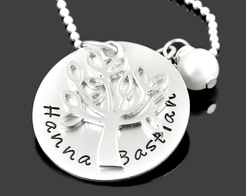 Lebensbaum Kette mit Gravur, 925 Sterling Silber, Schmuck mit Gravur