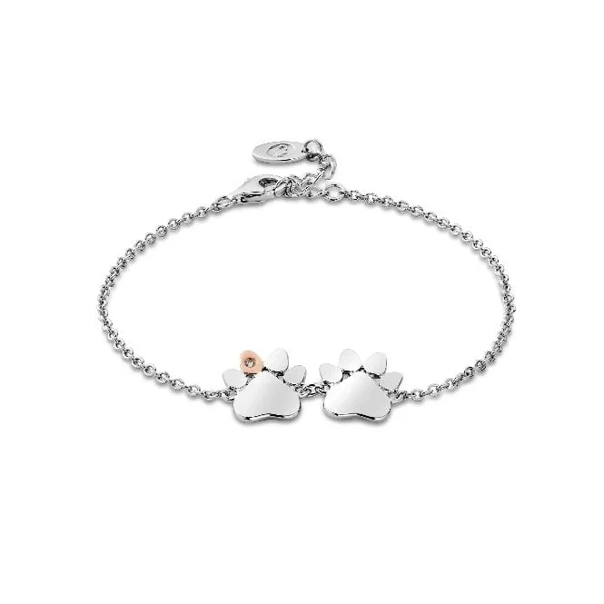 Paw Prints Silver Double-Paw Bracelet