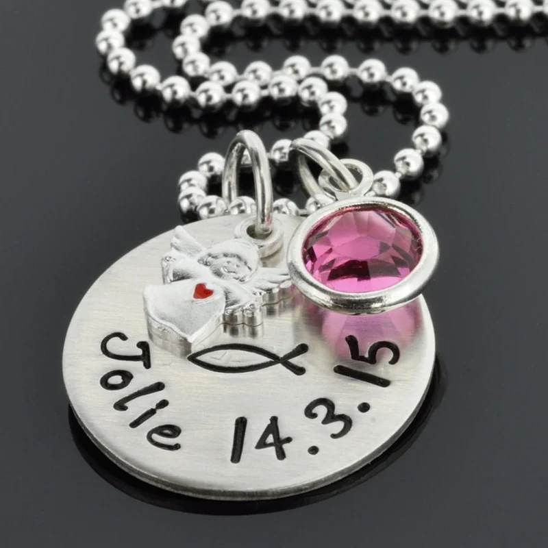 TAUFKETTE MIT GRAVUR, TAUFSCHMUCK SILBER, NAMENSKETTE TAUFE